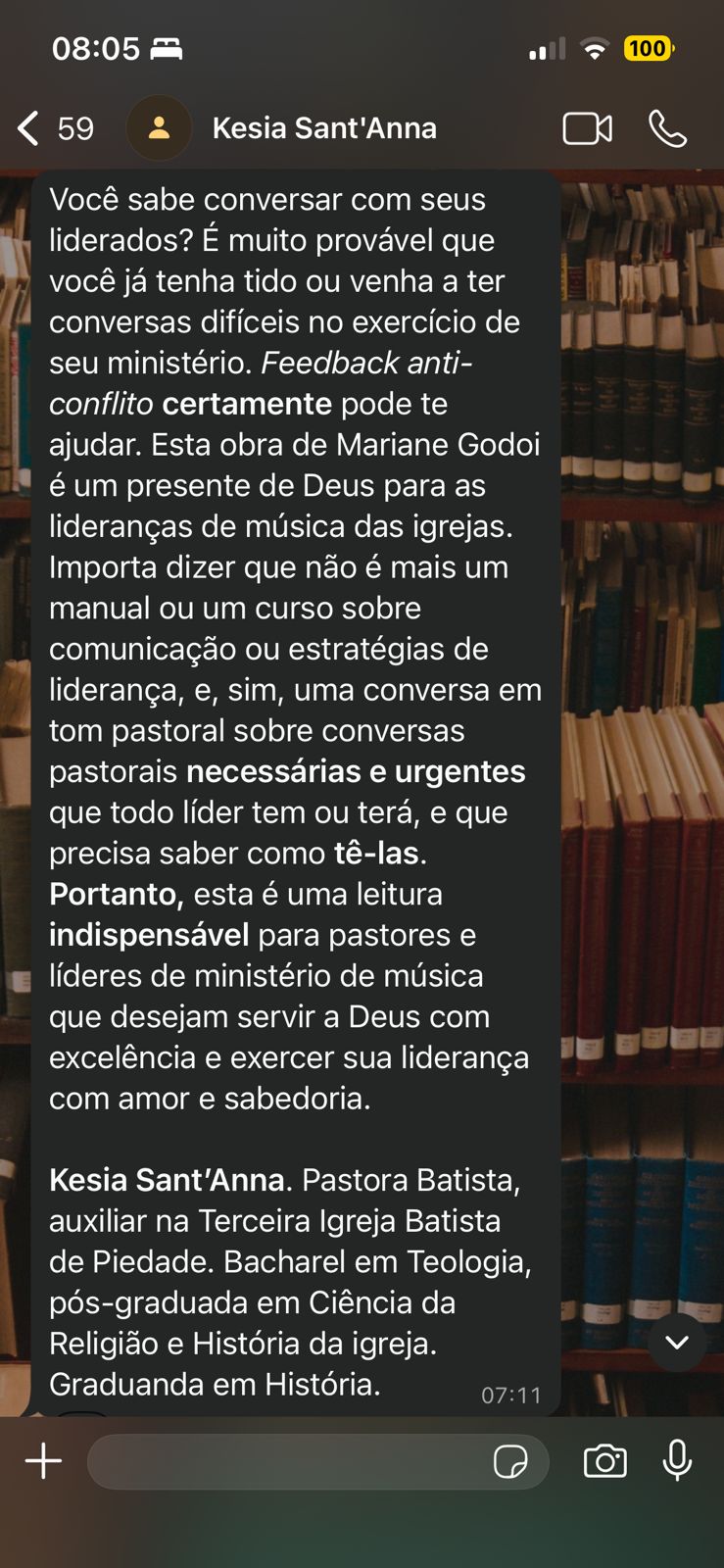 Depoimento de líder de música 2