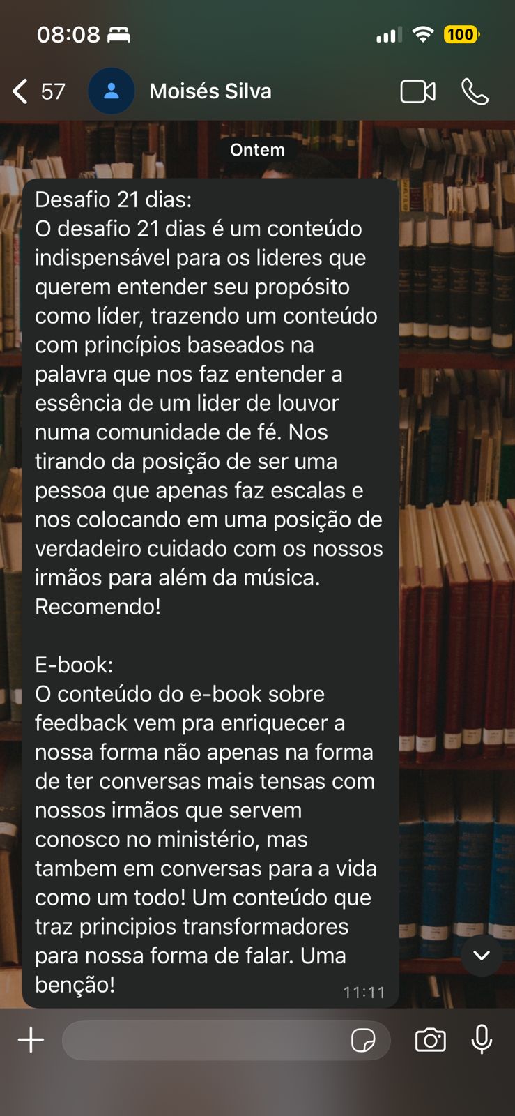 Depoimento de líder de música 4